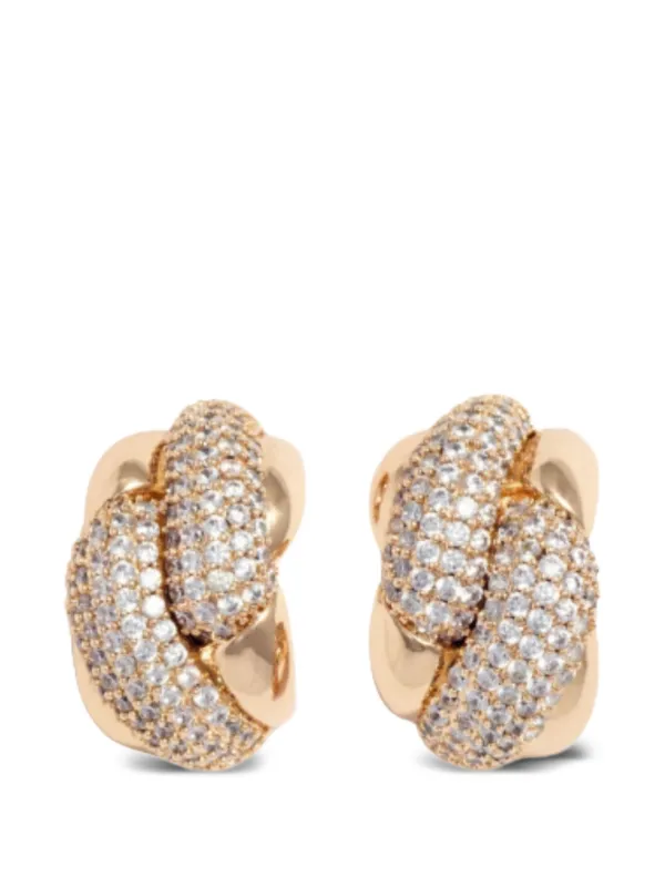 Self-Portrait Crystal Knot Earrings in Gold