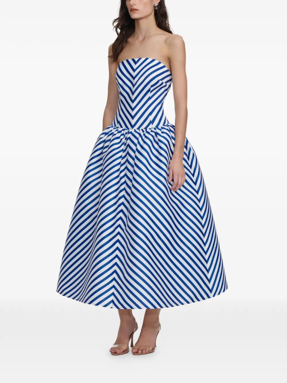 Self-Portrait Gestreepte midi-jurk Blauw
