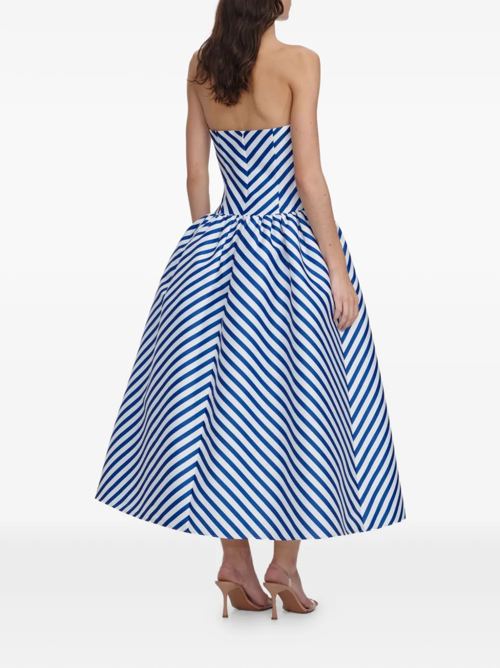 Self-Portrait Gestreepte midi-jurk Blauw