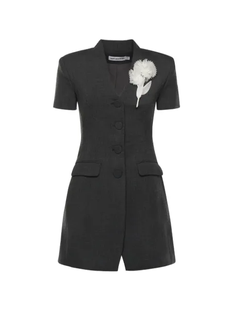 Self-Portrait vestido con aplique floral y botones