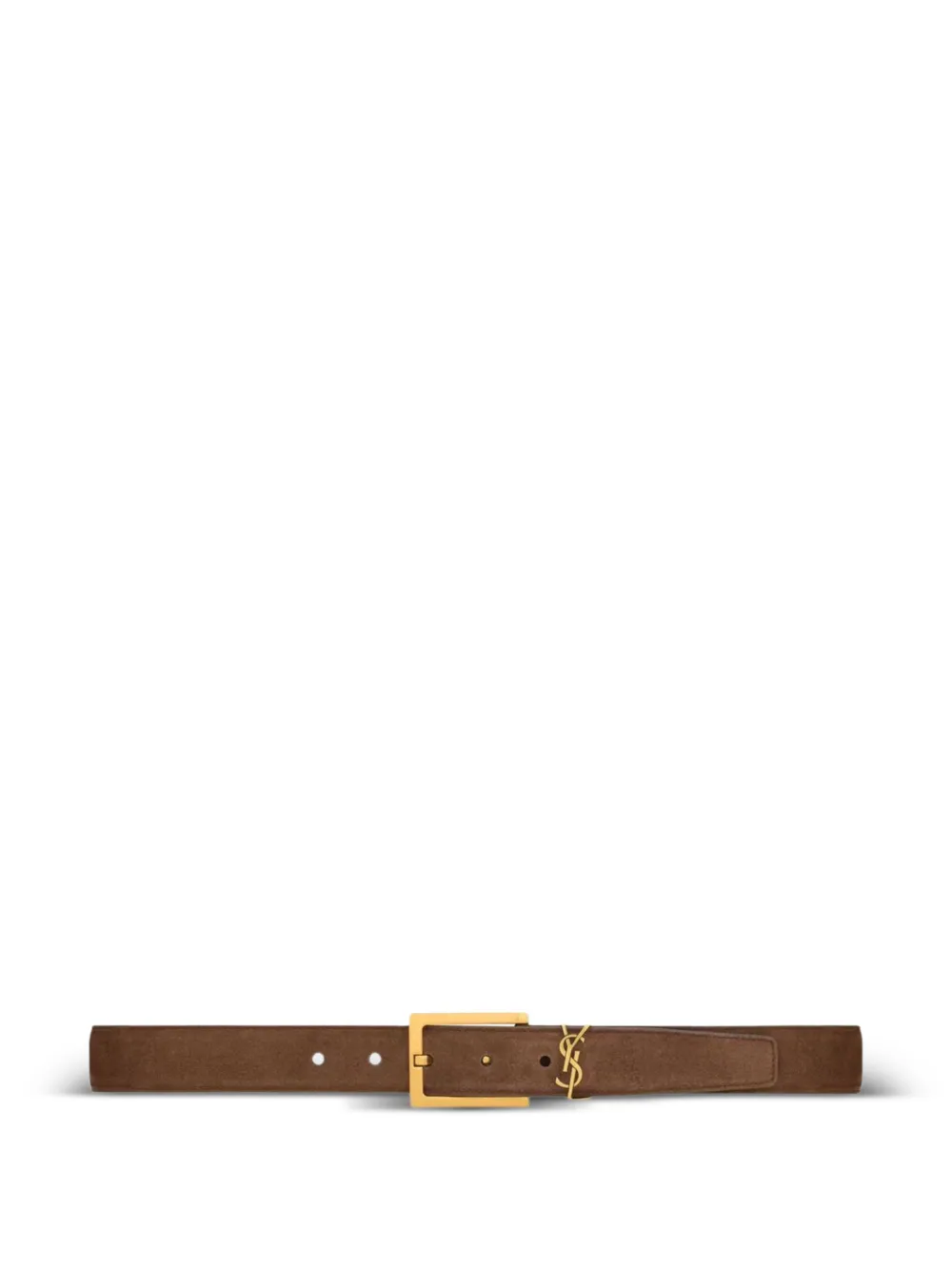 Saint Laurent logo buckle leather belt - Brown