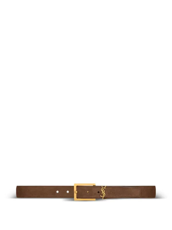 SAINT LAURENT ブラウンレザーベルト Saint Laurent ロゴバックル レザーベルト | ブラウン | FARFETCH JP