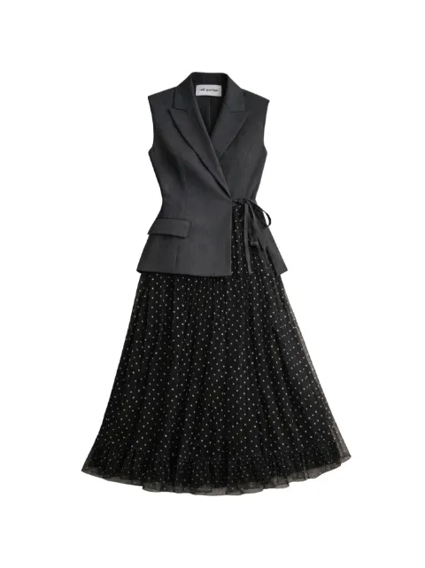 Self-Portrait button scalloped midi dress