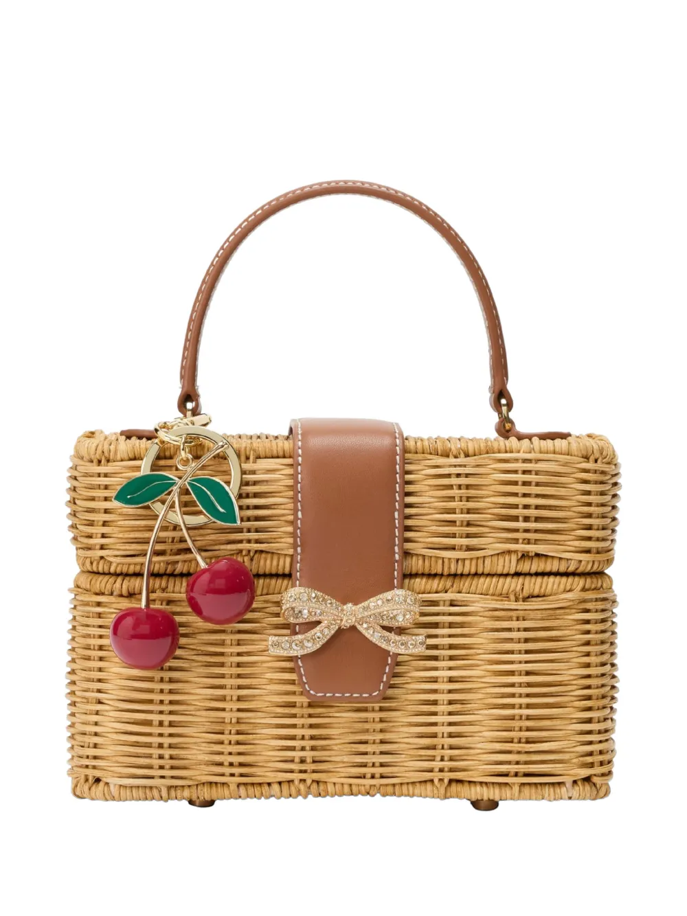 Self-Portrait bow-detail cherry-charm tote bag - Toni neutri