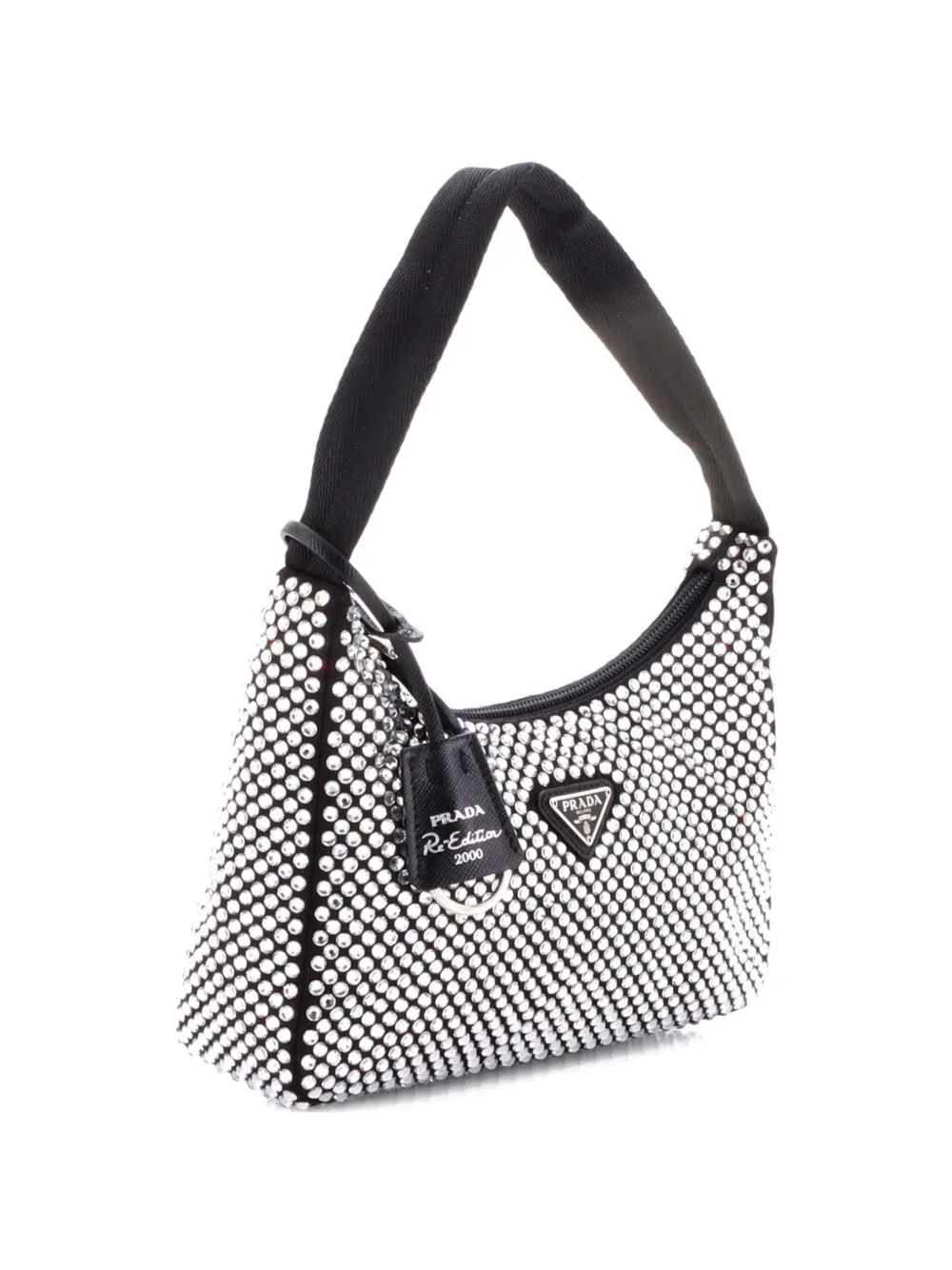 Re-Edition 2000 Crystal Embellished Satin Mini Hobo Bag
