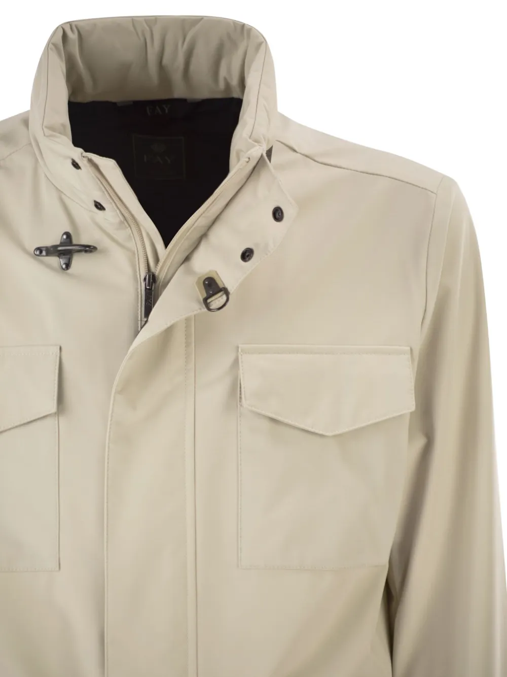 Fay Jack met afneembare capuchon en klepzak Beige