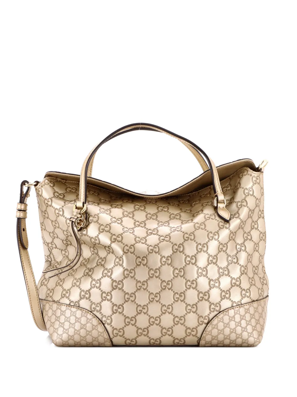 Gucci Pre-Owned Borsa tote Bree convertibile media in pelle Guccissima con manico - Oro