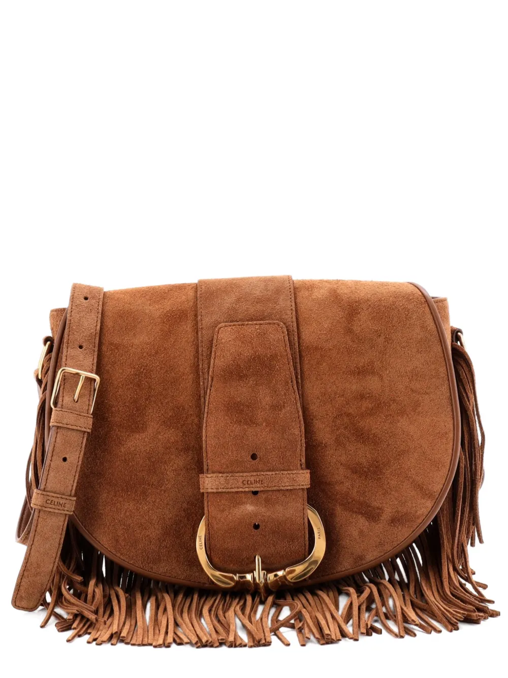 Celine Pre-Owned Camarat Fringe Suede Medium crossbody bag - Marrone