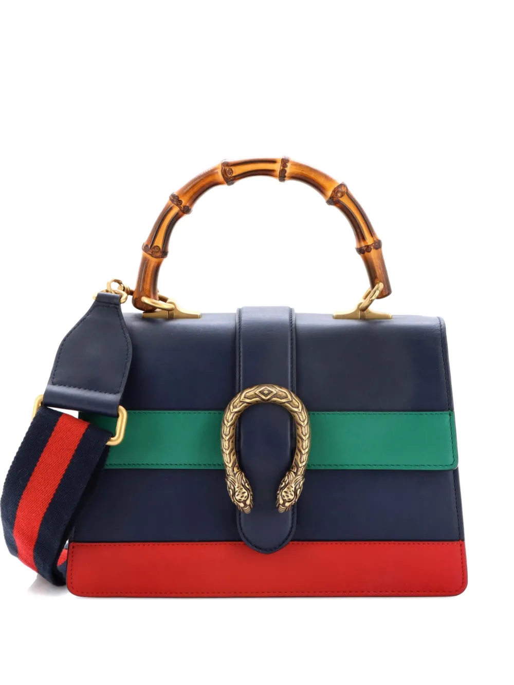 Gucci Pre-Owned Dionysus Bamboo Top Handle Bag Colorblock Leather Medium satchel - Blu
