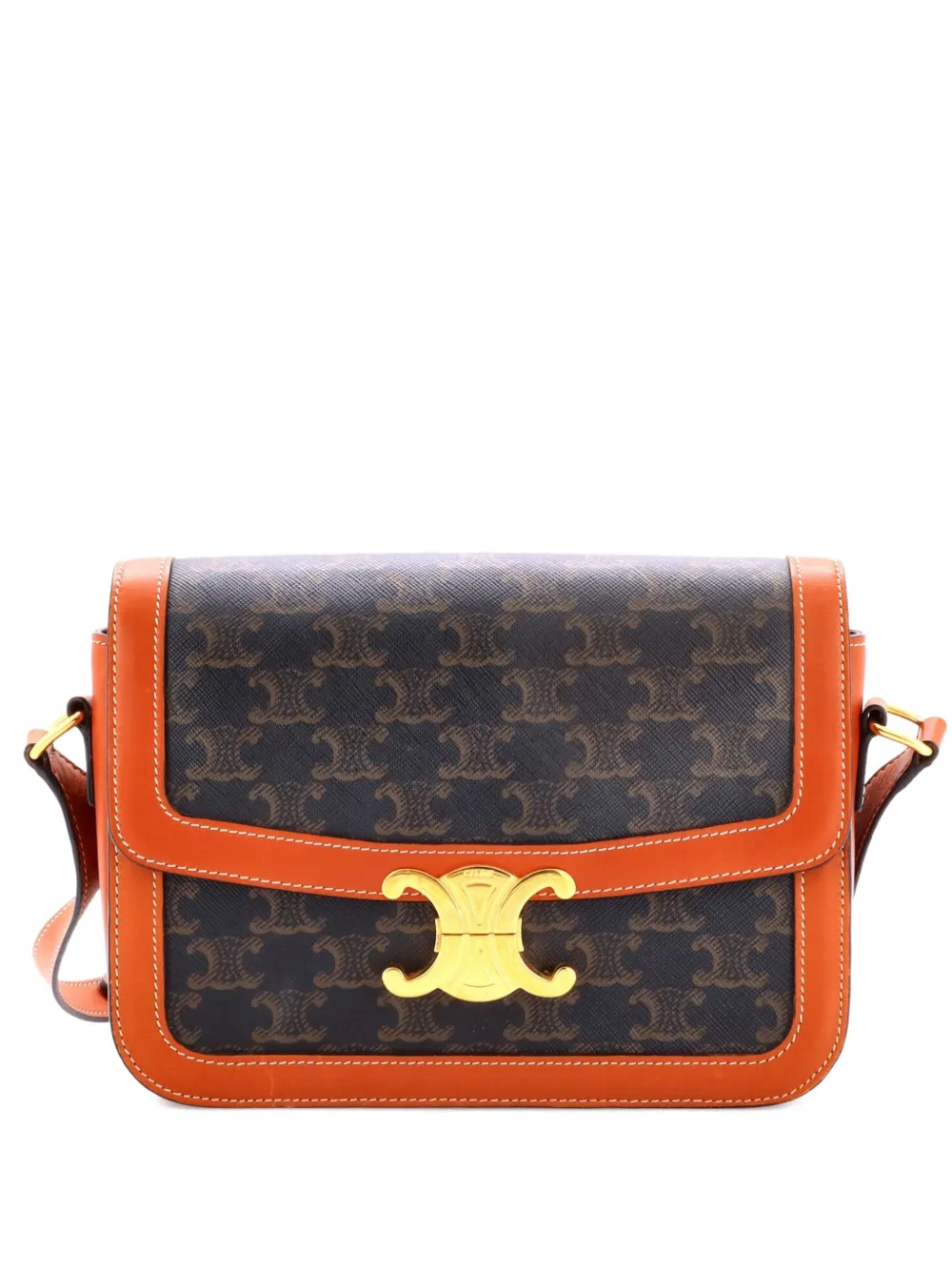 Celine Pre-Owned Triomphe Triomphe Coated Canvas Medium shoulder bag - Marrone