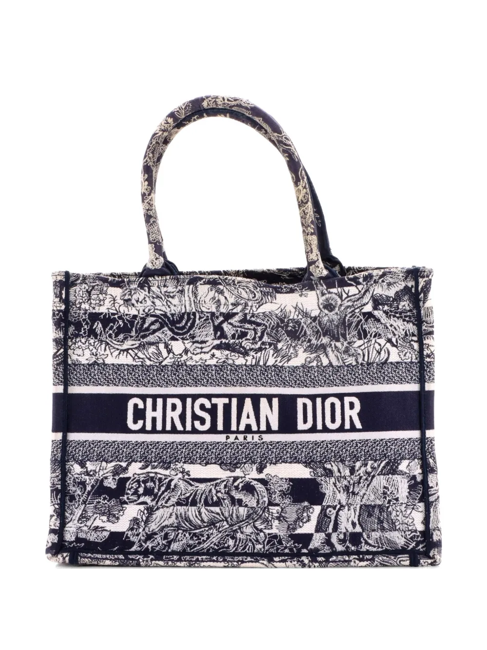 Christian Dior Pre-Owned Book Embroidered Canvas Medium tote bag - Blue