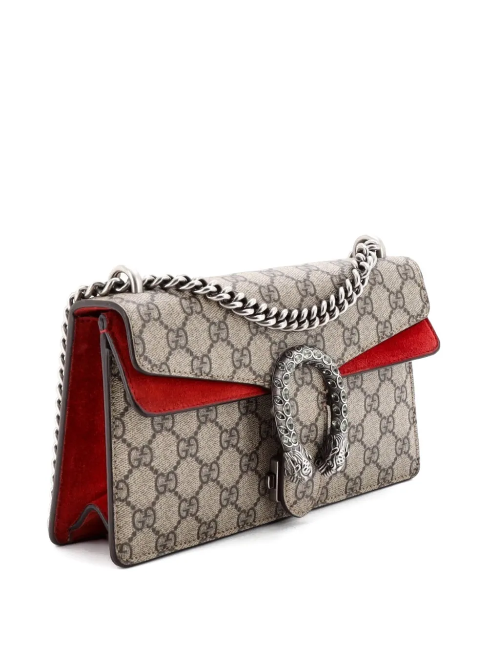  Gucci Pre-owned Dionysus Bag Gg Coated Canvas With Crystal Embellished Metal Small Shoulder Bag - Brown 