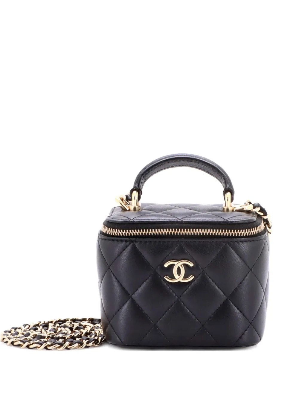 CHANEL Pre-Owned Classic Top Handle Vanity Case with Chain Quilted Lambskin Mini crossbody bag - Nero