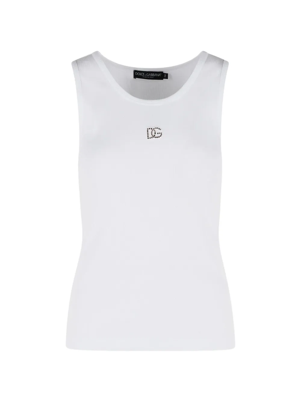 Dolce & Gabbana ribbed logo tank top - Bianco