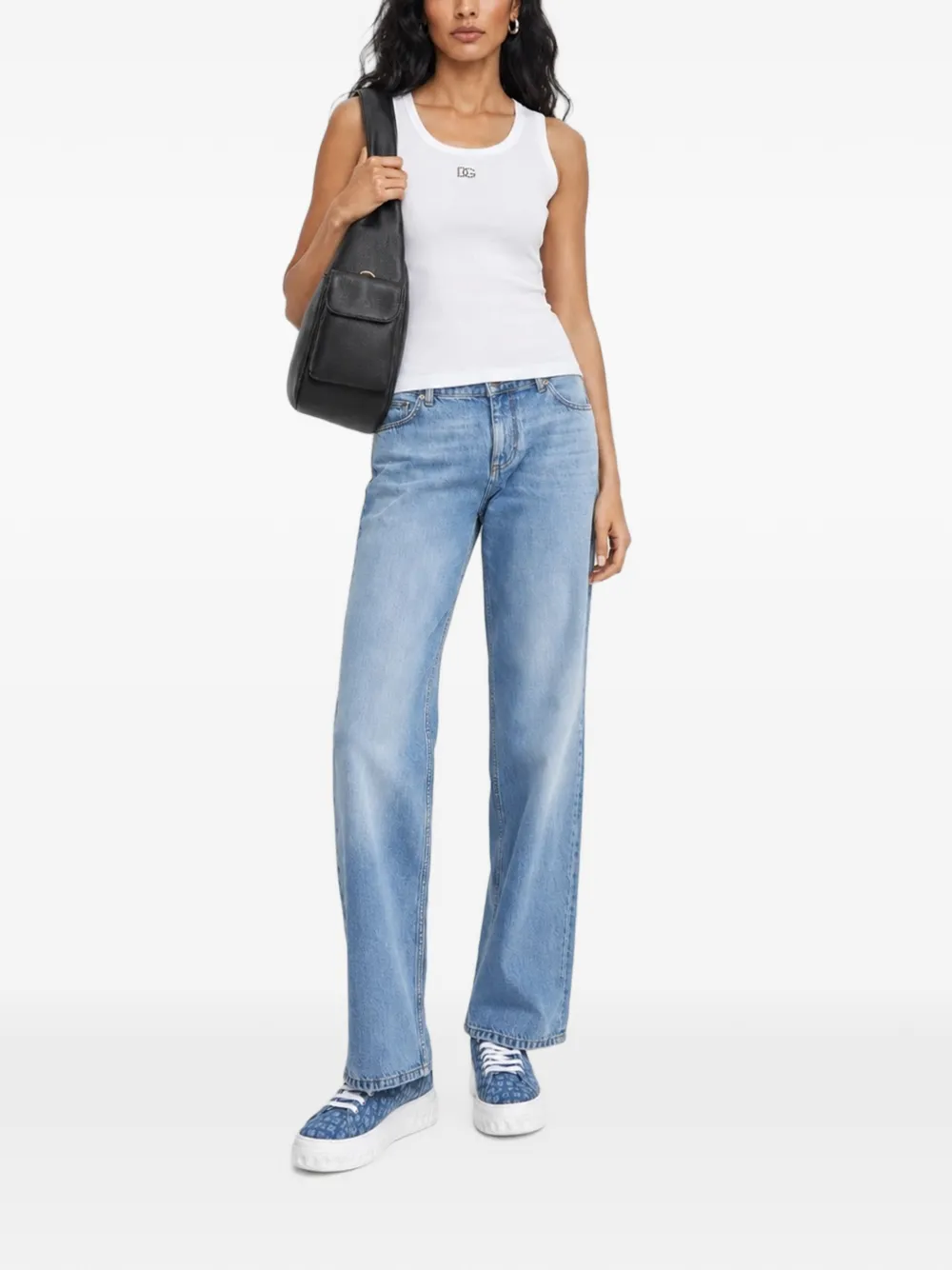 Dolce & Gabbana Geribbelde tanktop met logo Wit