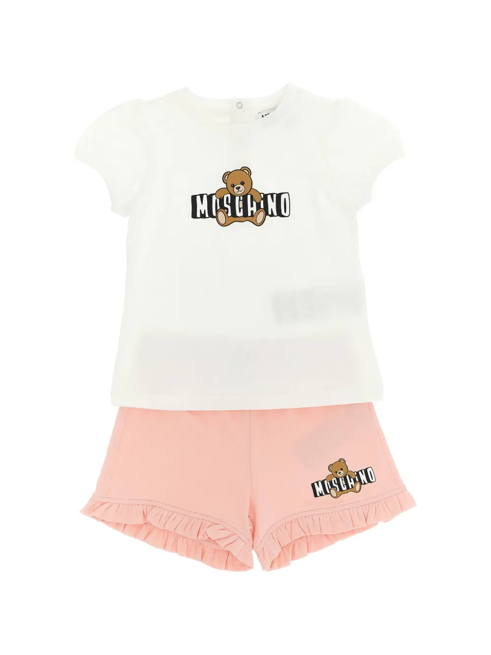 Moschino Kids bear-print ruffled shorts set - Weiß