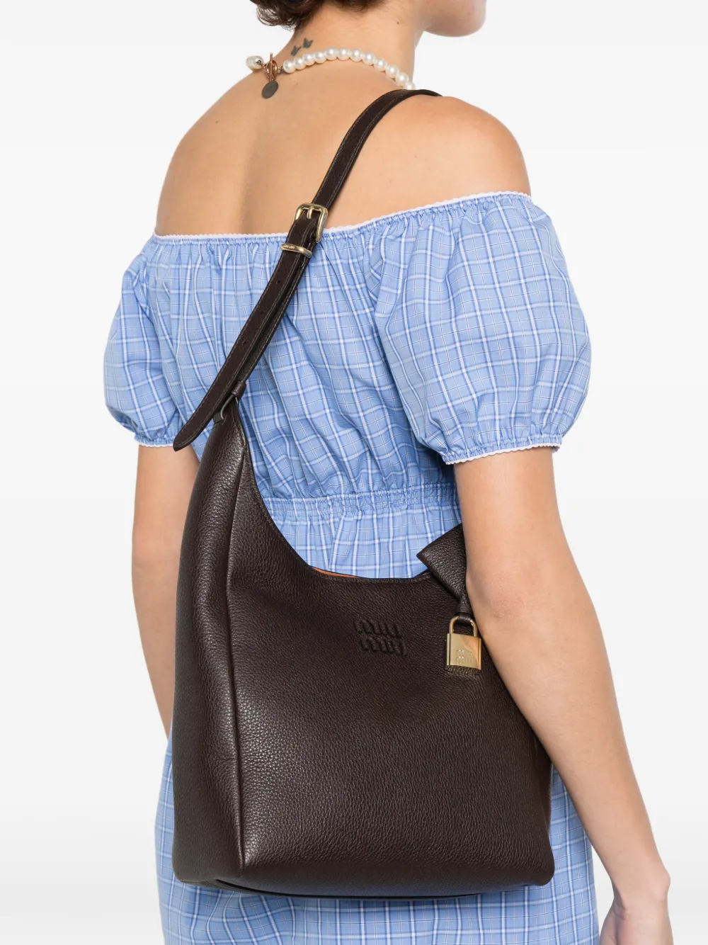 Miu Schoudertas met logopatch Bruin