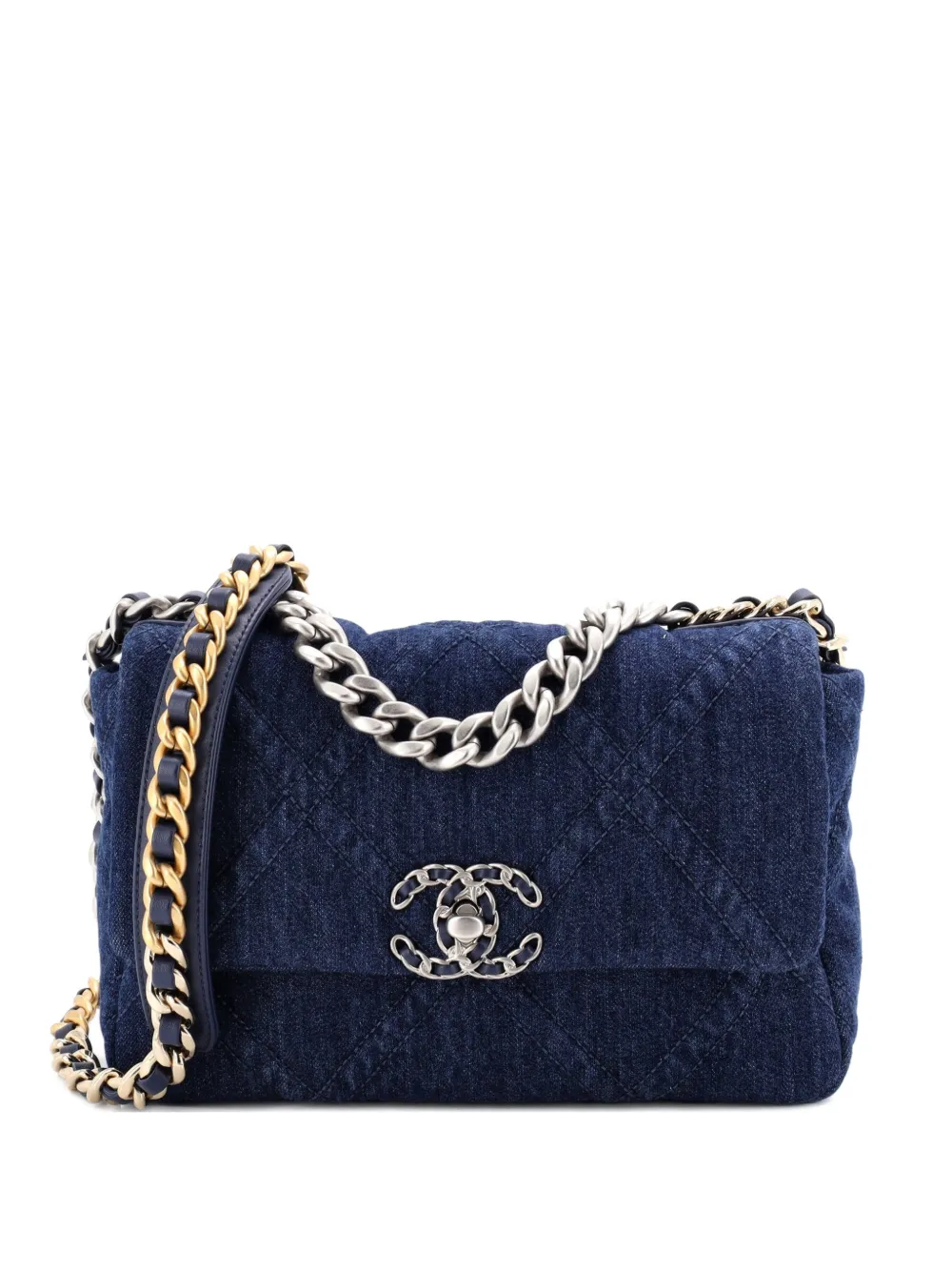 CHANEL Pre-Owned 19 Flap Bag Quilted Denim Medium shoulder bag - Blu