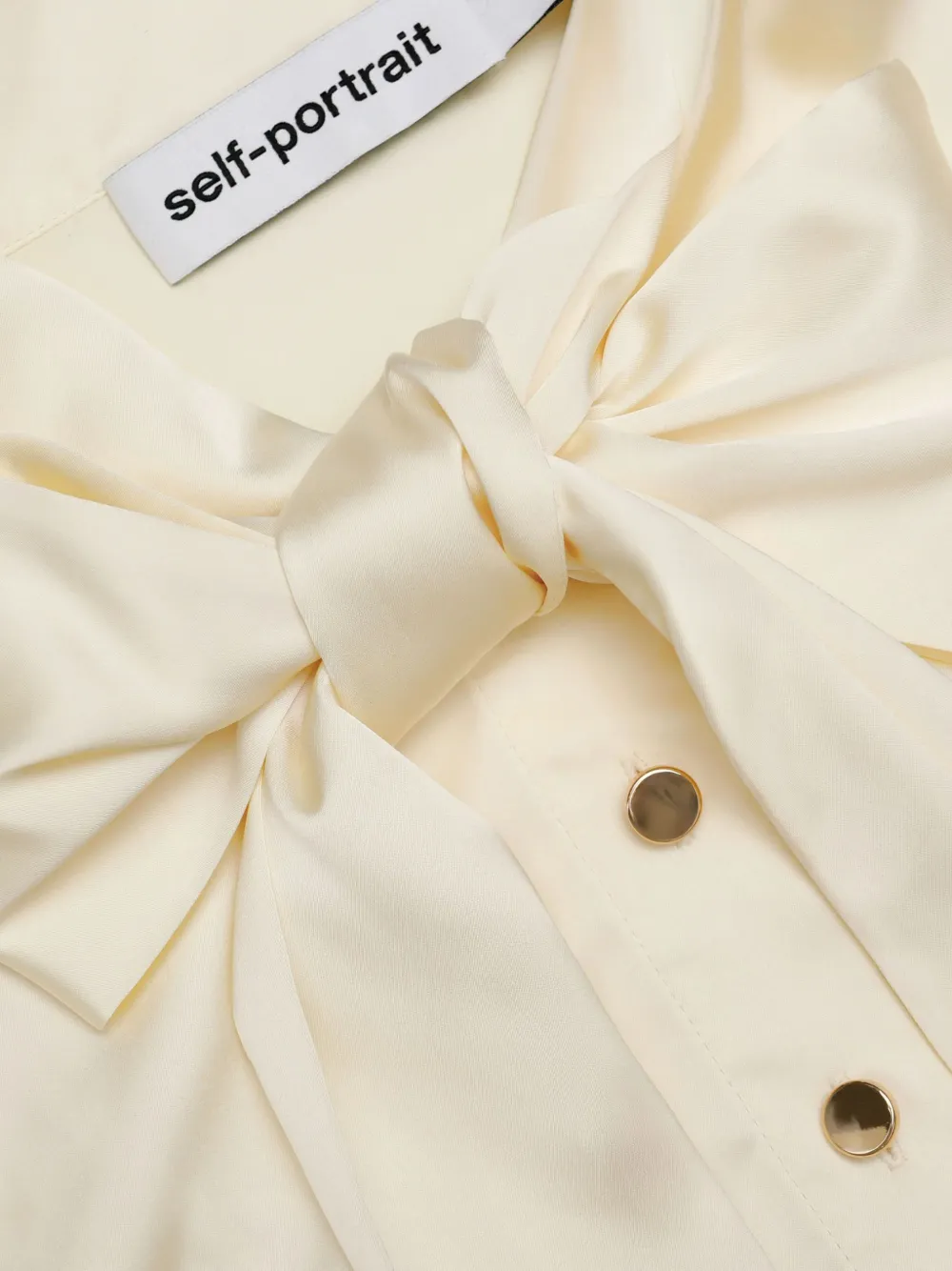 Self-Portrait Midi-jurk met strik-detail en plooien Beige