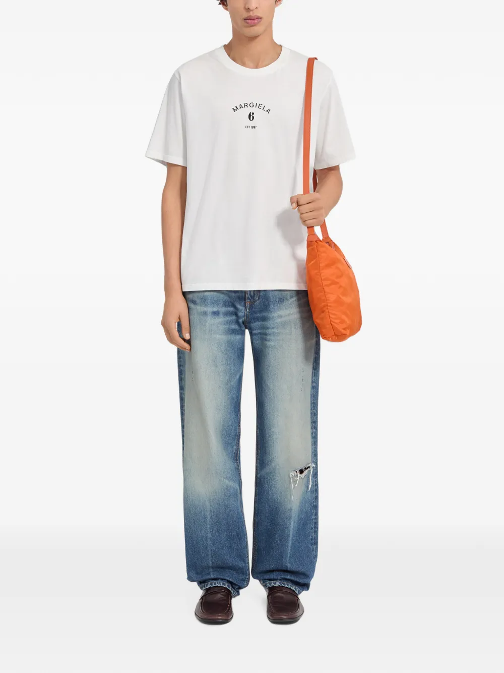 MM6 Maison Margiela T-shirt met logoprint Beige