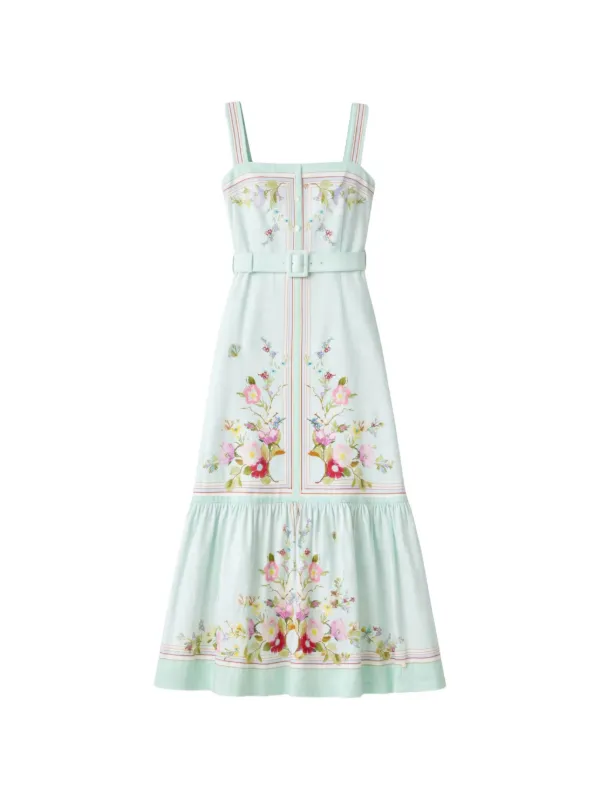 self portrait green floral dress Self-Portrait Belted Maxi | Georgette dress