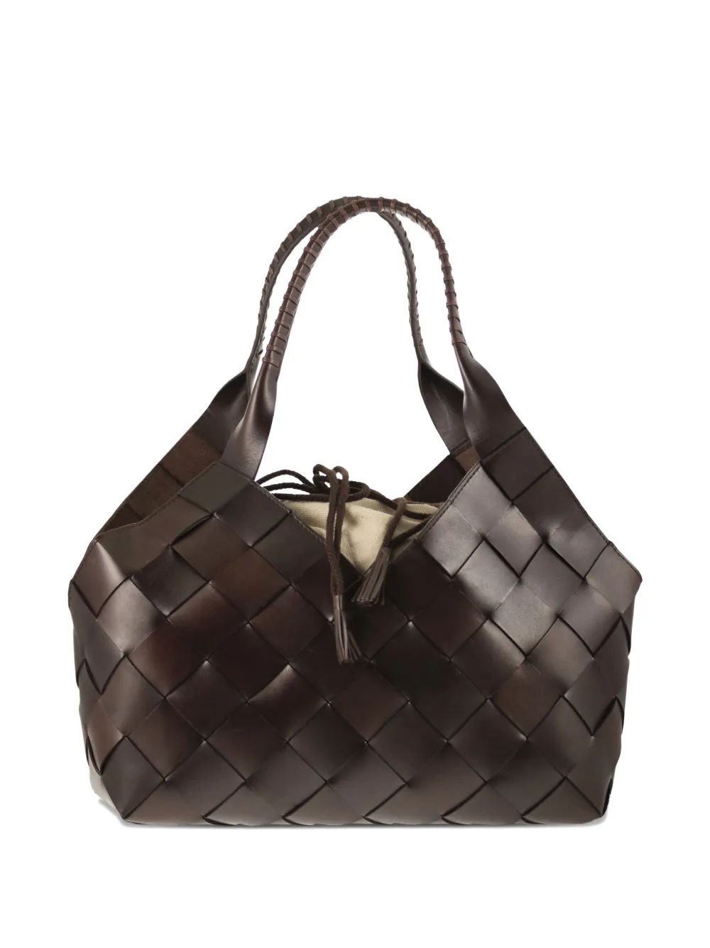 Dragon Castello braided-handle shoulder bag - Marrone