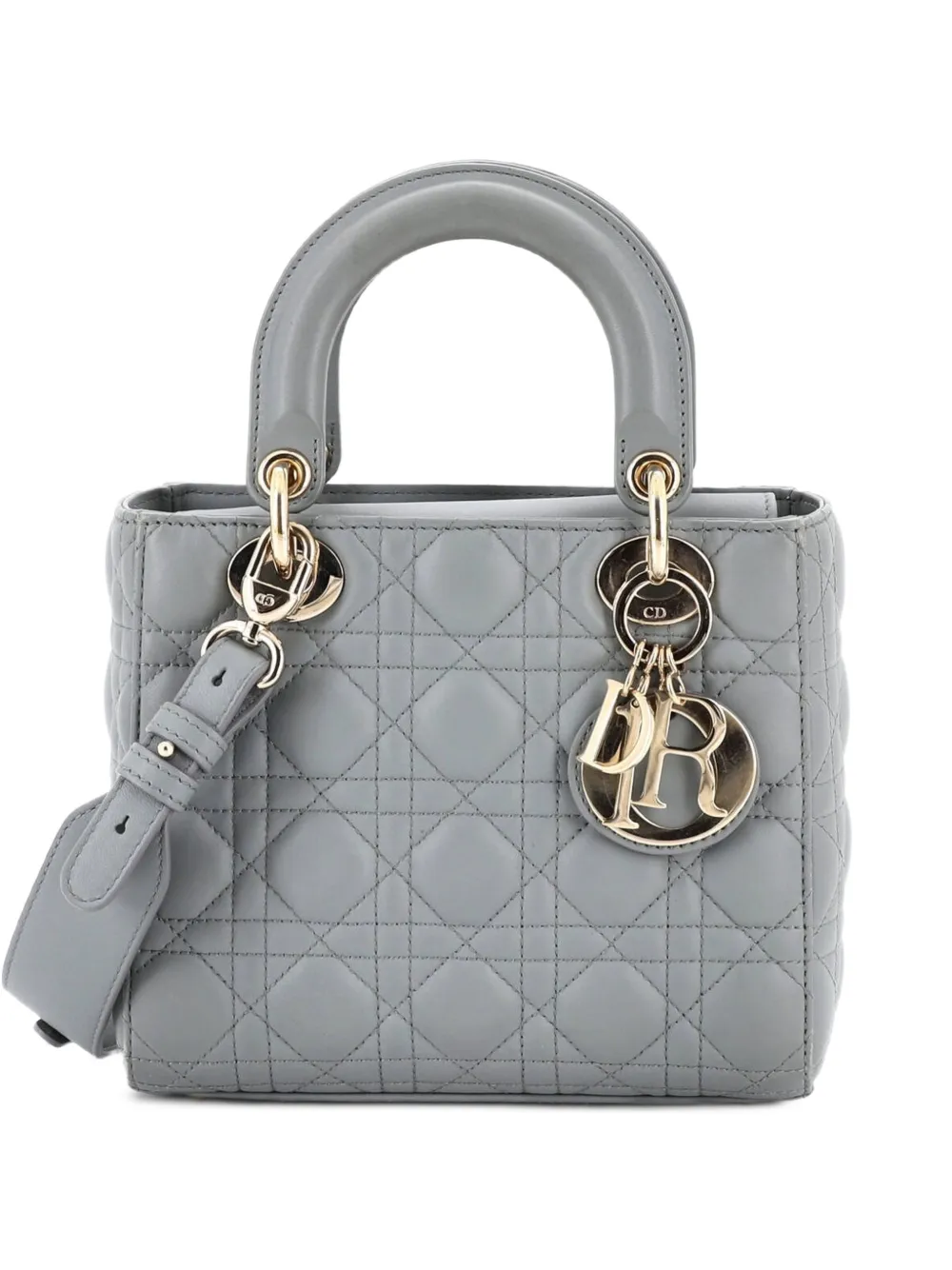 Christian Dior Pre-Owned My ABCDior Lady Dior Bag Cannage Quilt Umhängetasche aus Lammleder - Grau