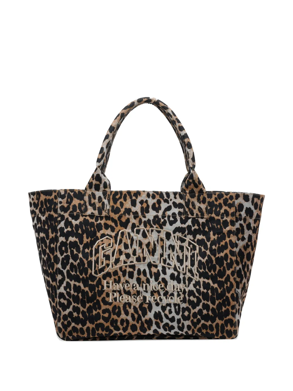 GANNI Shopper met logo Blauw