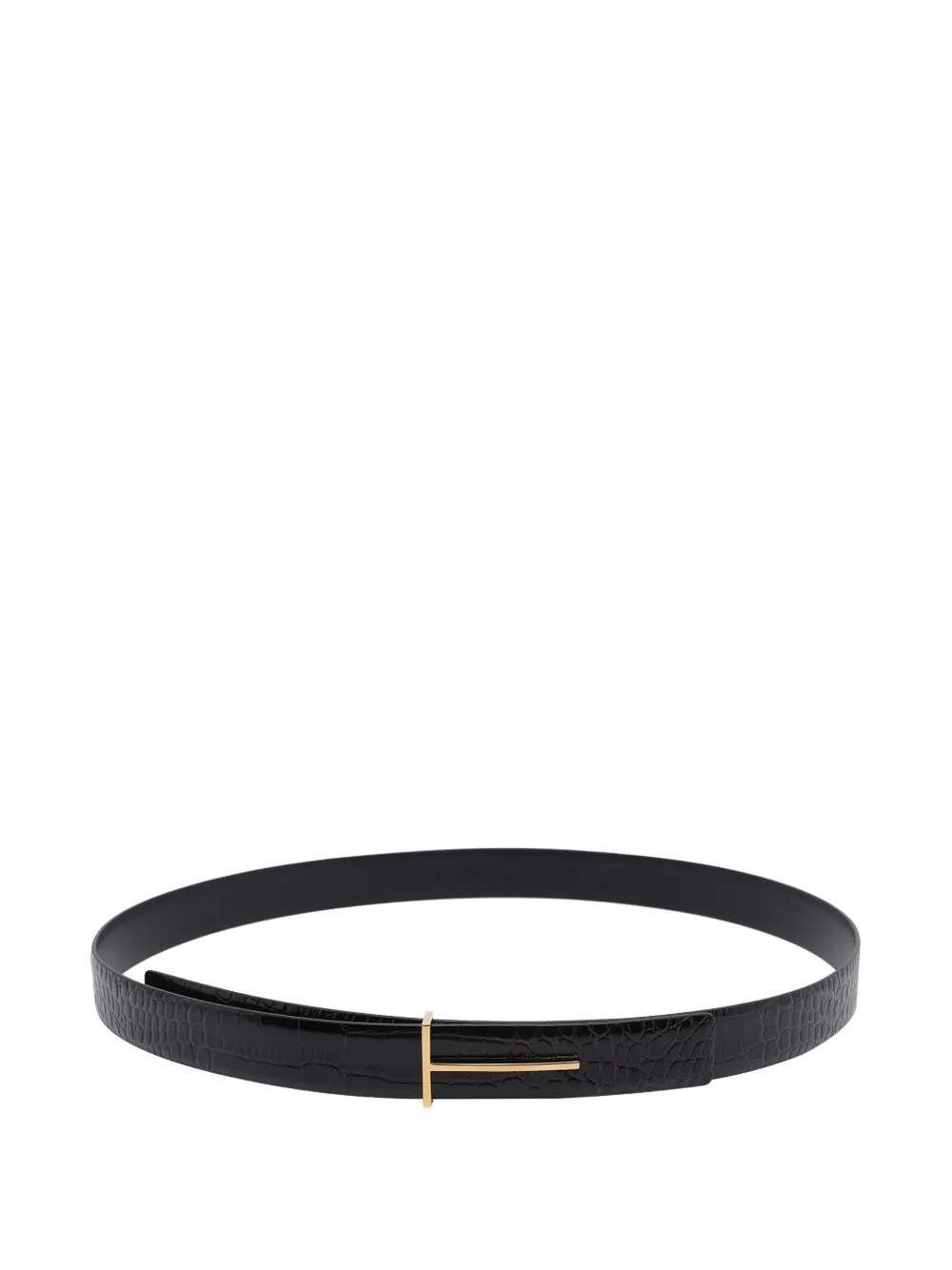 TOM FORD crocodile-effect logo belt - Nero
