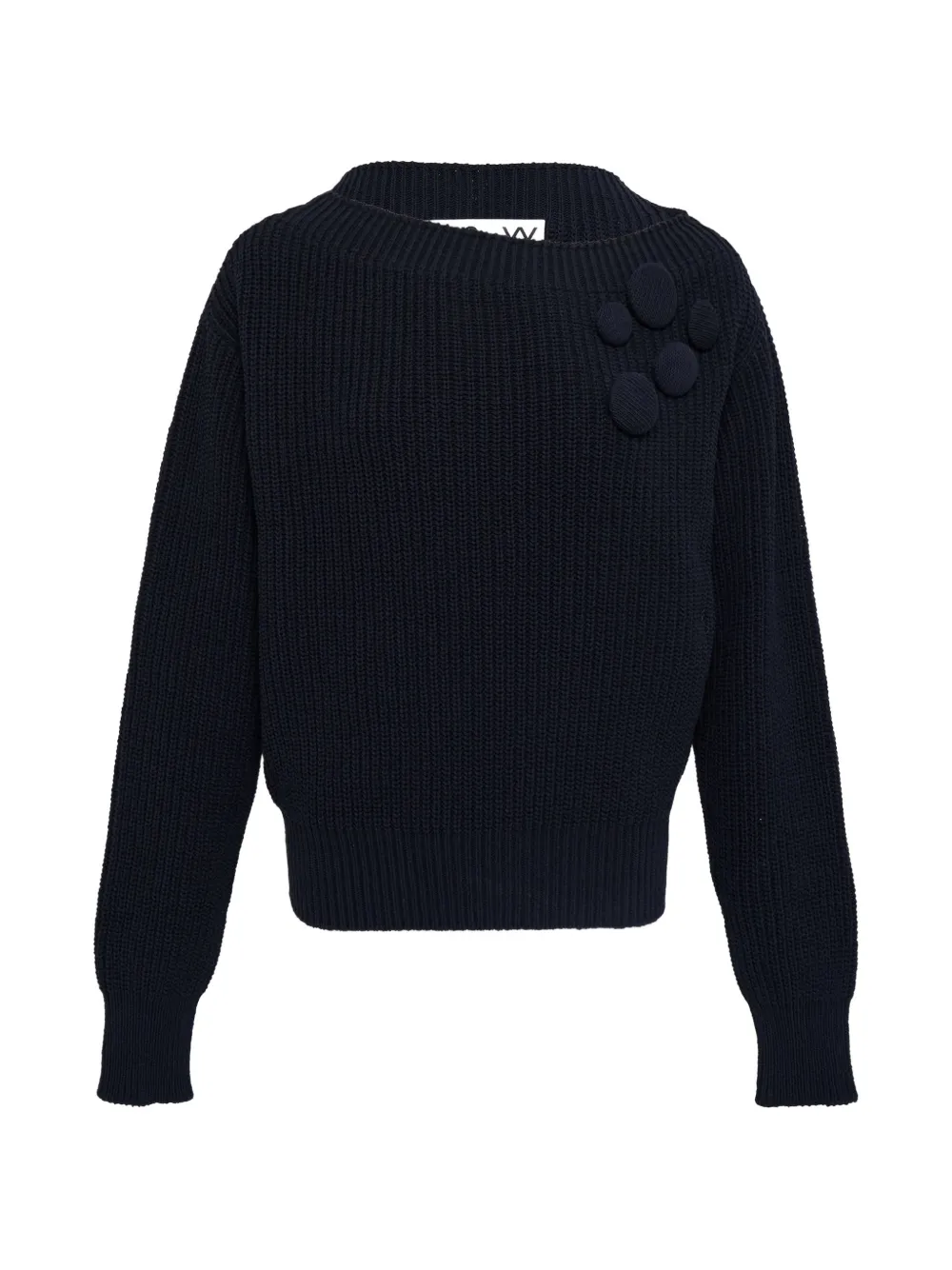 Open YY badge appliqué knit pullover - Blu