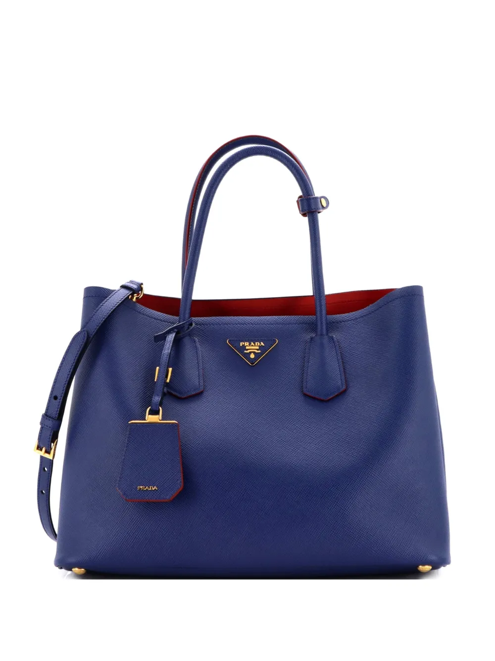 Prada Pre-Owned Cuir Double Saffiano Leather Large tote bag - Blu
