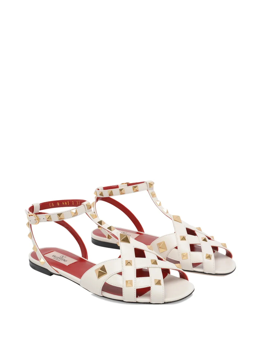 Valentino Garavani Studdy buckle leather sandals Wit