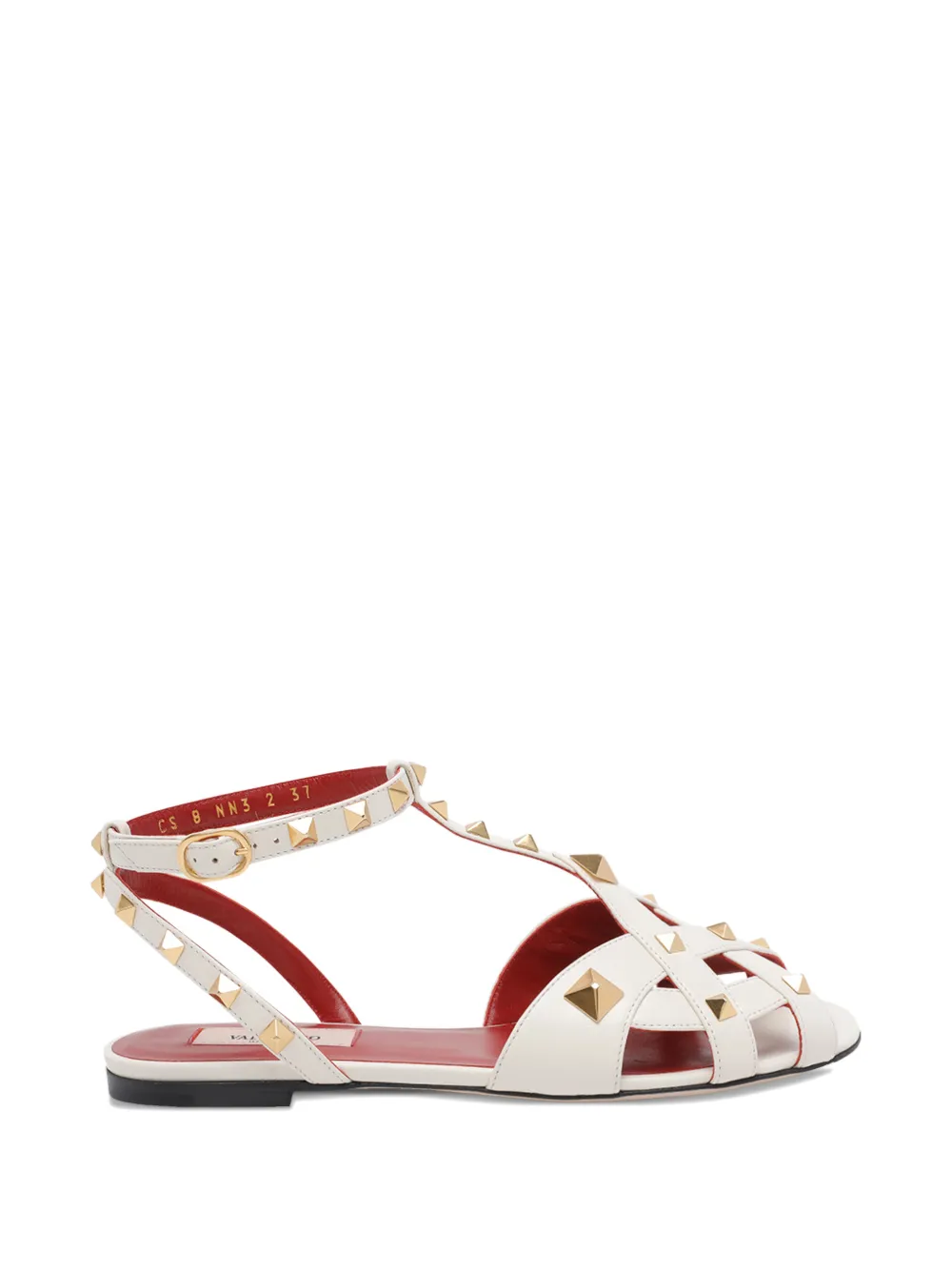 Valentino Garavani Studdy buckle leather sandals Wit