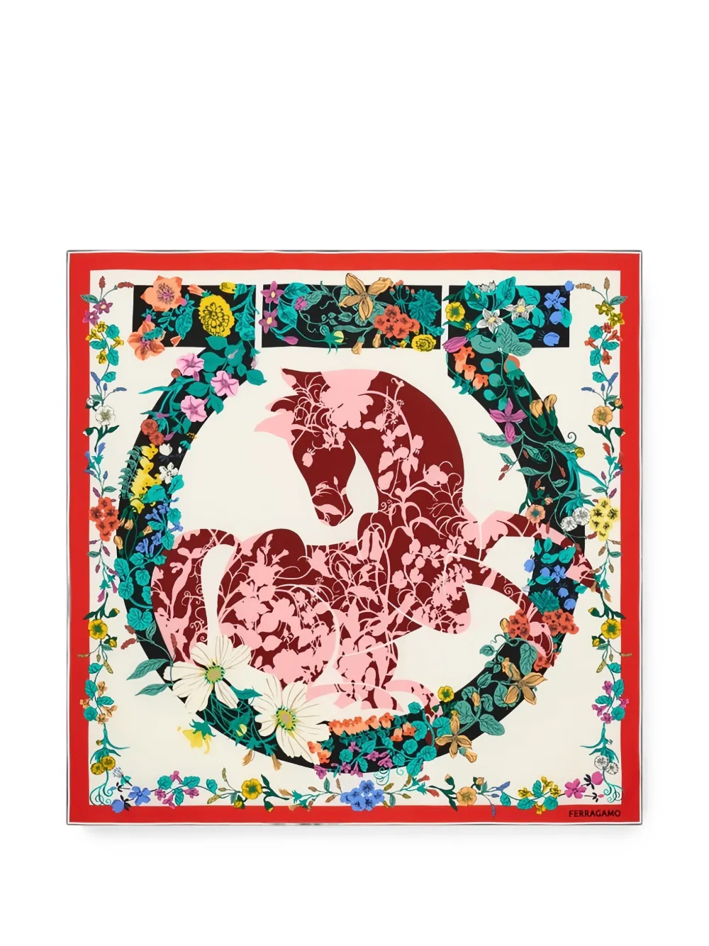 Ferragamo pegaso-print scarf - White
