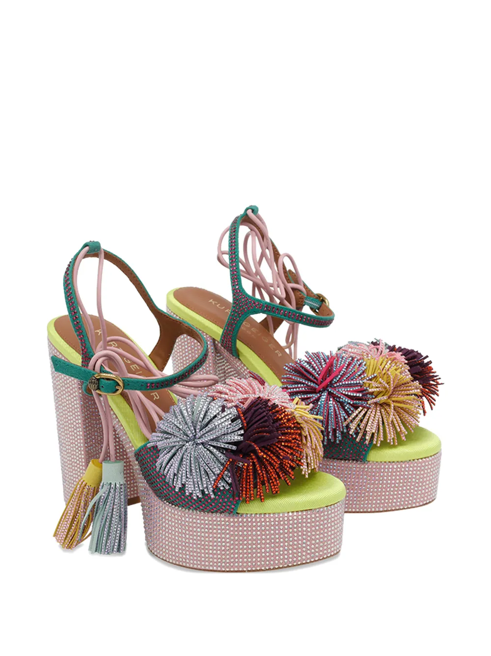 Kurt Geiger London Pom sandalen met plateauzool en strik Groen