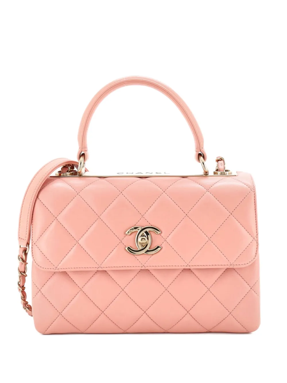 CHANEL Pre-Owned Trendy CC Top Handle Bag Quilted Lambskin Small shoulder bag - Rosa
