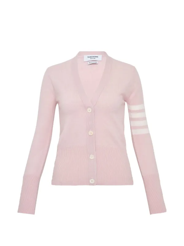 Thom Browne Four-bar V-neck Cardigan in Pink
