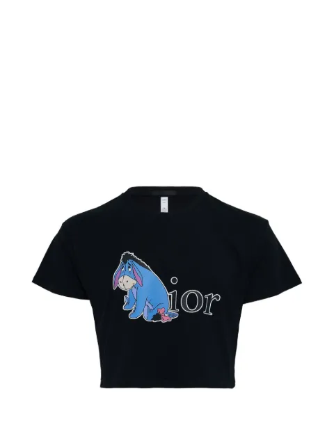 Black Score cropped printed T-shirt