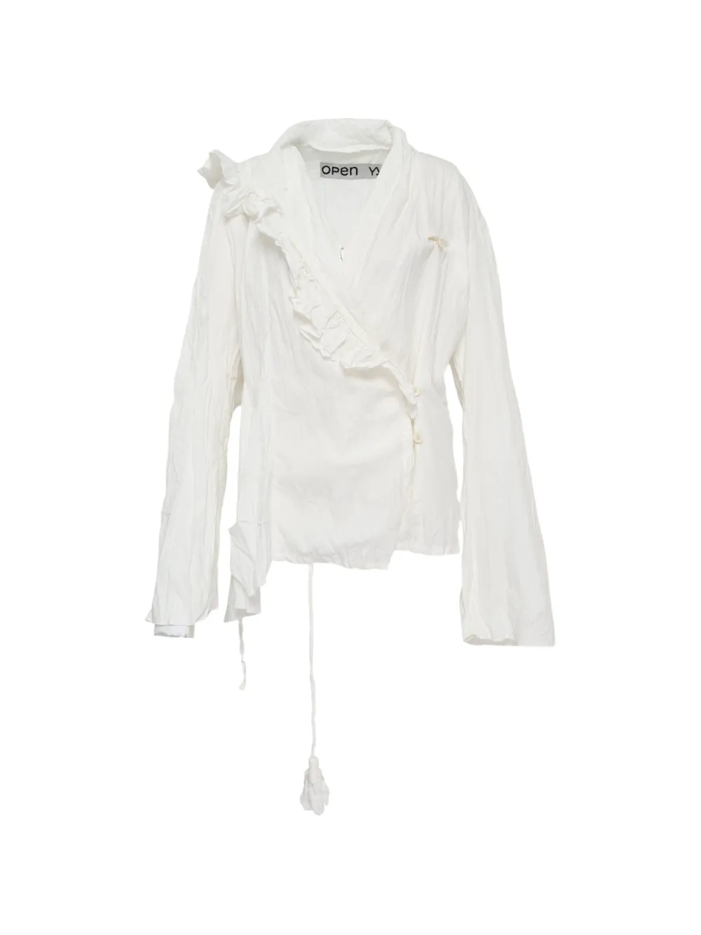 Open YY Unbalanced ruffled blouse - Bianco