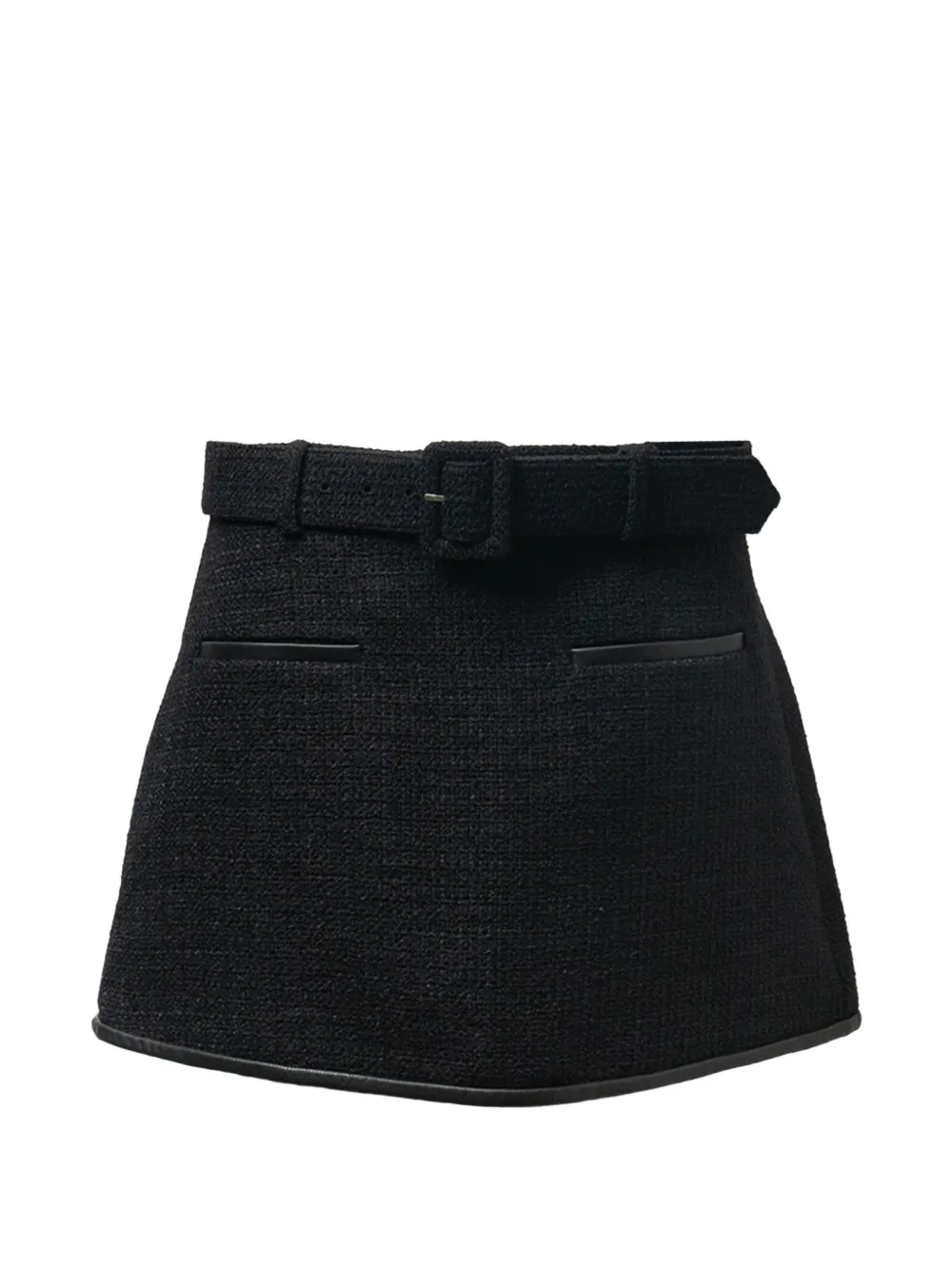 Self-Portrait Boucle mini-rok met ceintuur Zwart