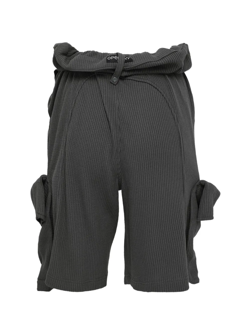  Open Yy Rolled Waffle Cargo Shorts - Grey 