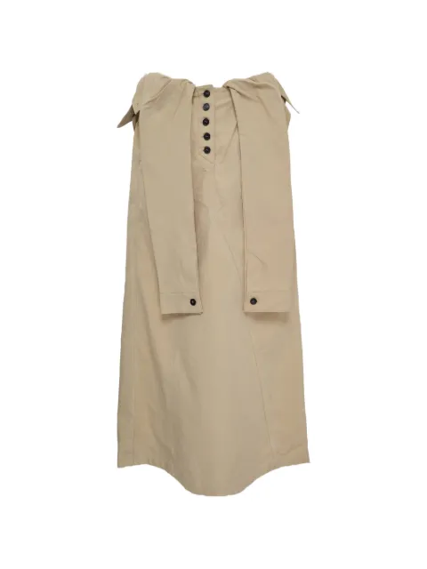 Open YY wrap trench midi skirt