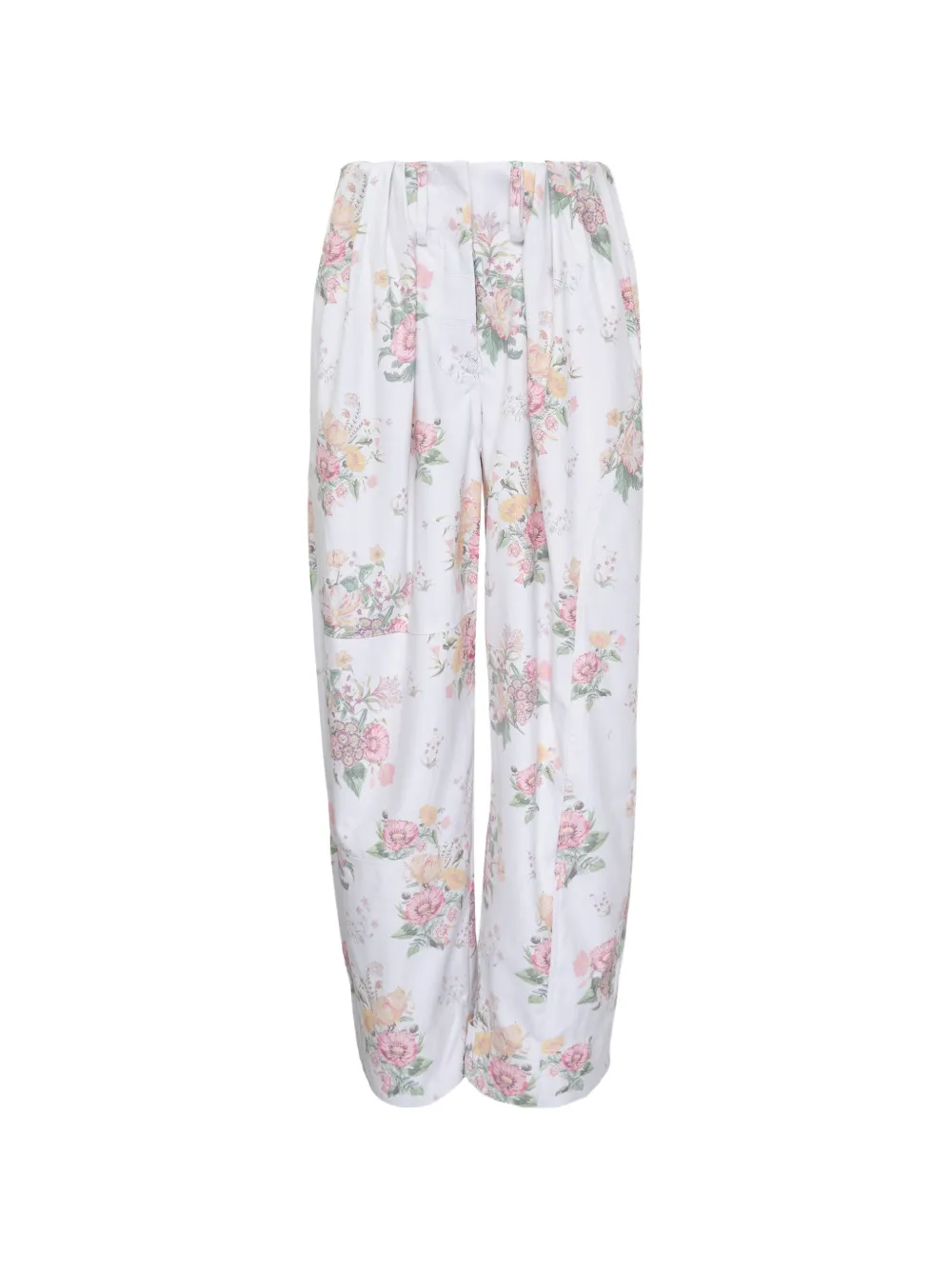 Open YY floral-print trousers - Bianco