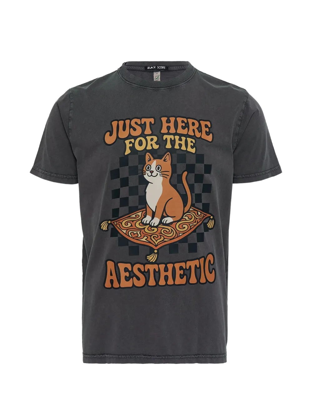 Black Score Just Here For The Aesthetic graphic-print T-shirt - Grigio