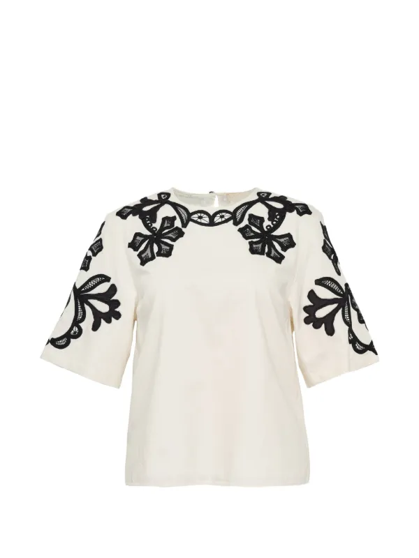 Ulla Johnson Embroidered Blouse in White
