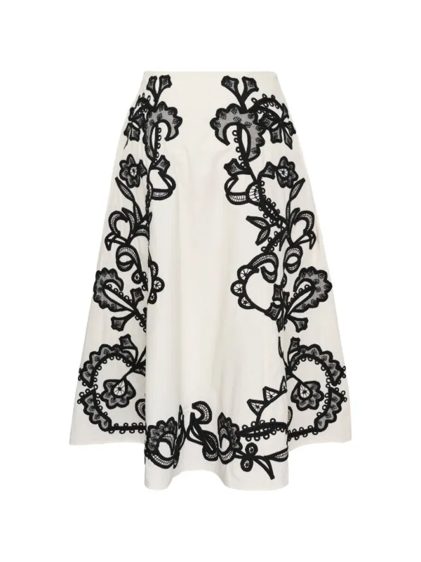 Ulla Johnson Embroidered A-line Skirt in White