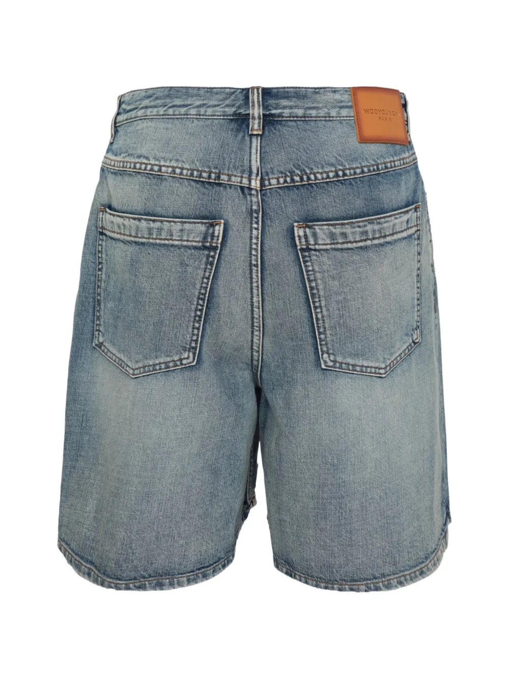 Pleated-Detail Denim Shorts