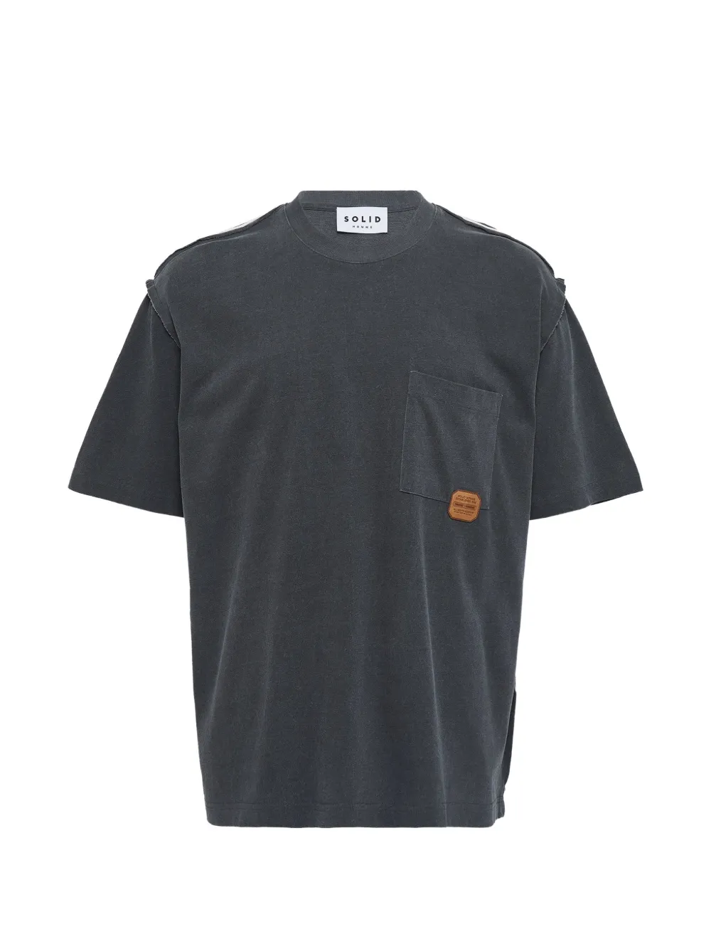 Solid Homme Logo-patch T-shirt In Gray