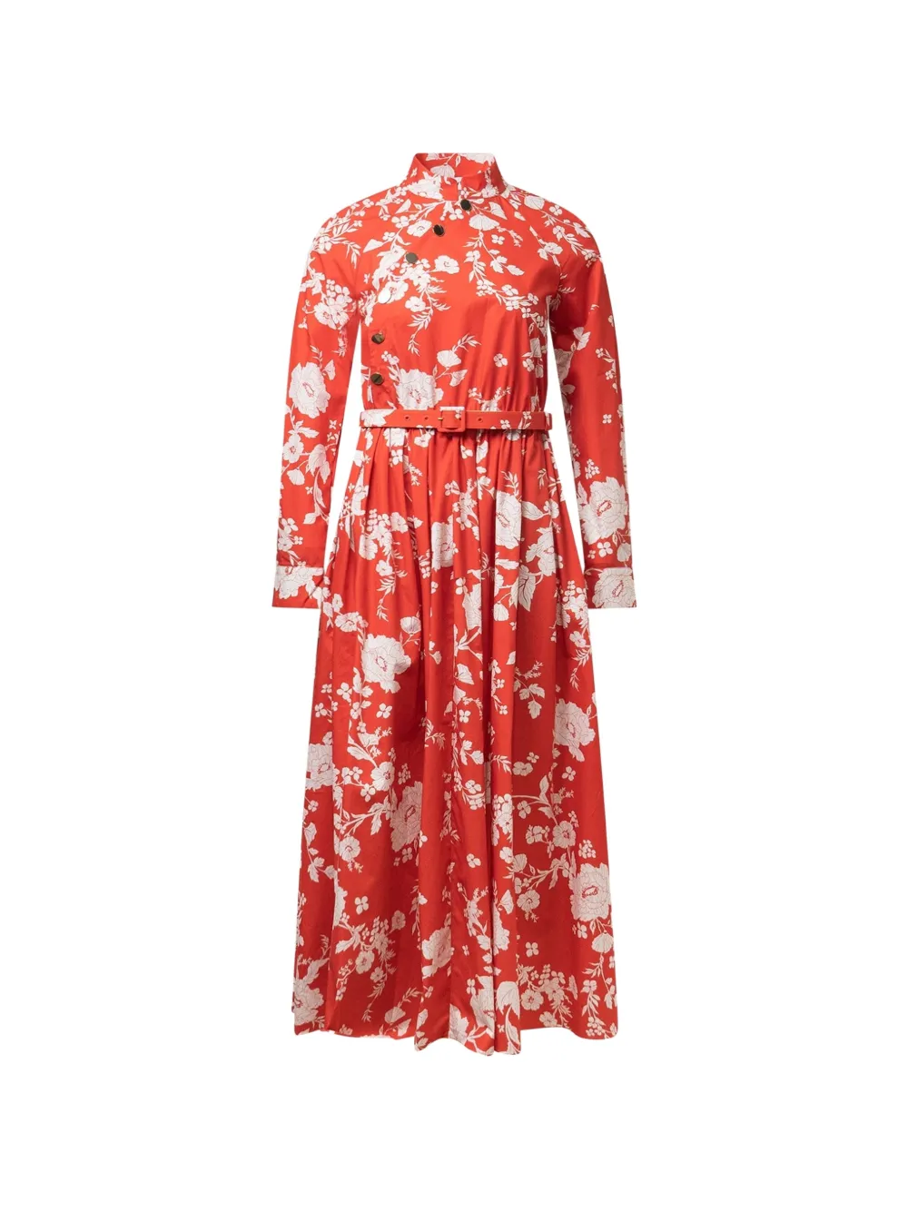 Self-Portrait floral-pattern cotton midi dress - Rosso