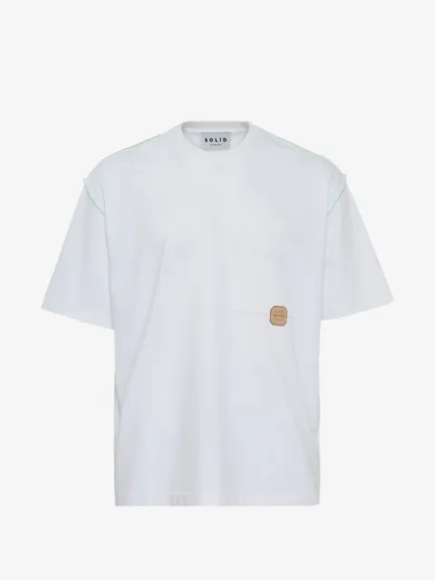 SOLID HOMME washed shoulder trim T-shirt